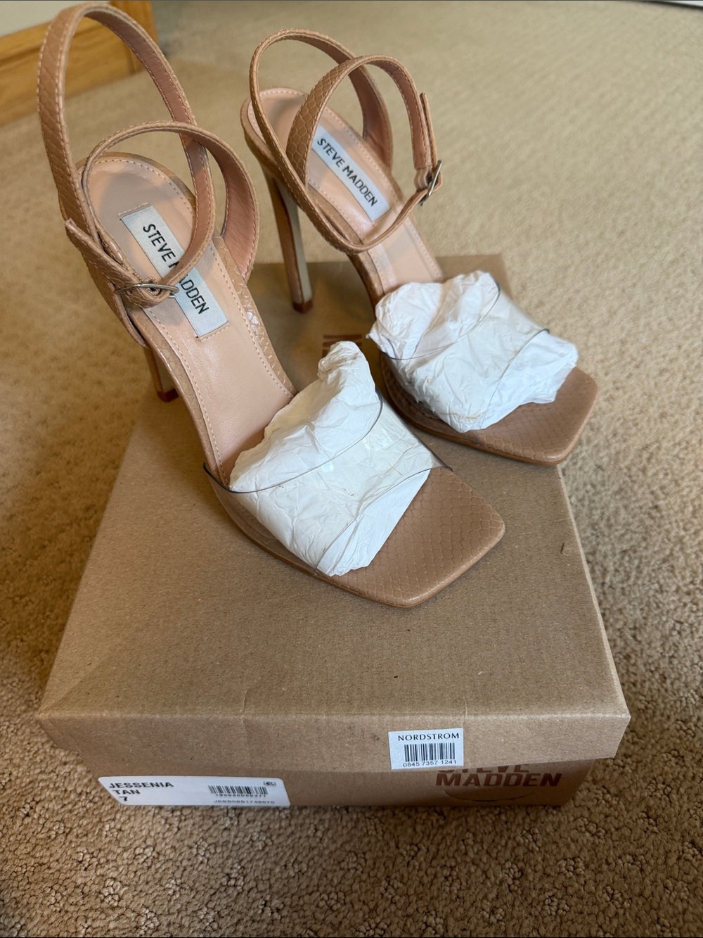 Steve Madden Tan Strappy High Heel Sandals